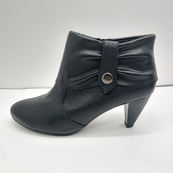 Mudd Black Faux Leather High Heel Ankle Boots Zip Booties Y2k 90s Size 10 - Picture 6 of 15